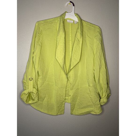 Chicos Cardigan Blazer Green Size 2 Rayon Open Front 3/4 Sleeve - Picture 1 of 6